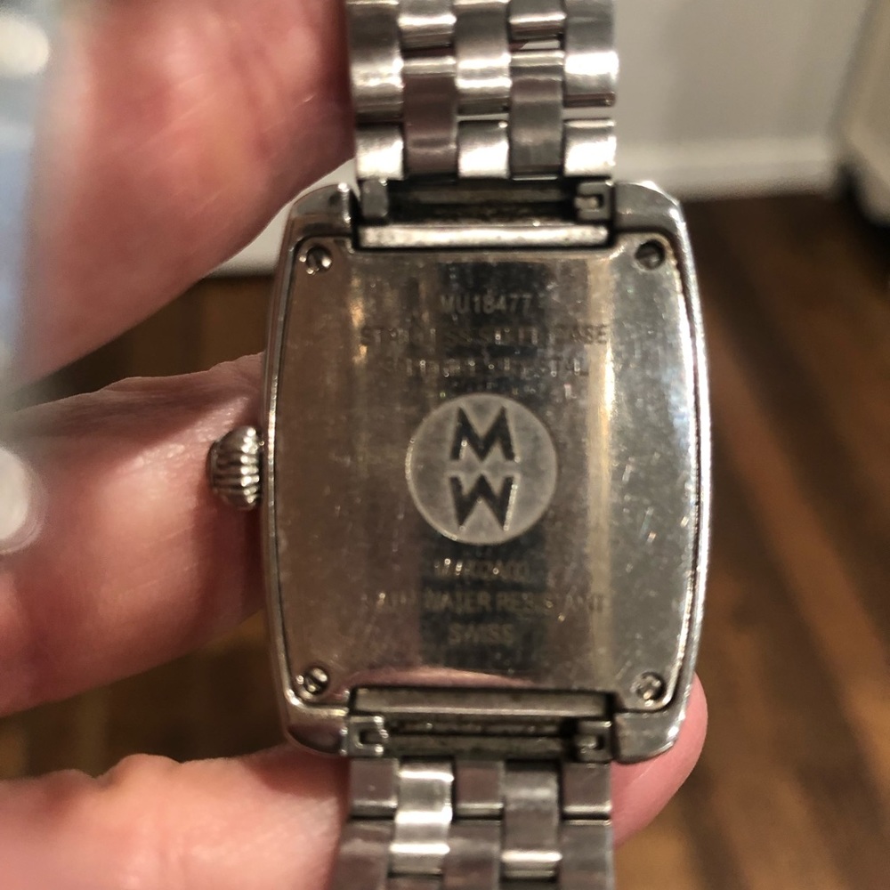 Michele Silver Bracelet Watch with White Dial and Red Accent - Picture 4 of 7